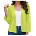 thumbnail image 1 of Asklazy Women's 3/4 Sleeve Shrugs Lightweight Open Front Cropped Cardigan for Women,US Size,S,Lemon green, 1 of 11