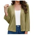 thumbnail image 1 of Asklazy Women's 3/4 Sleeve Shrugs Lightweight Open Front Cropped Cardigan for Women,US Size,XL,Army Green, 1 of 11