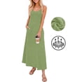thumbnail image 1 of Asklazy Women's Casual Flowy Maxi Dress,V Neck Adjustable Spaghetti Strap Long Dress with Pockets,US Size,Green,S, 1 of 9