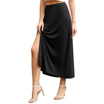 Asklazy Women's Casual Midi Skirt with Side Slit