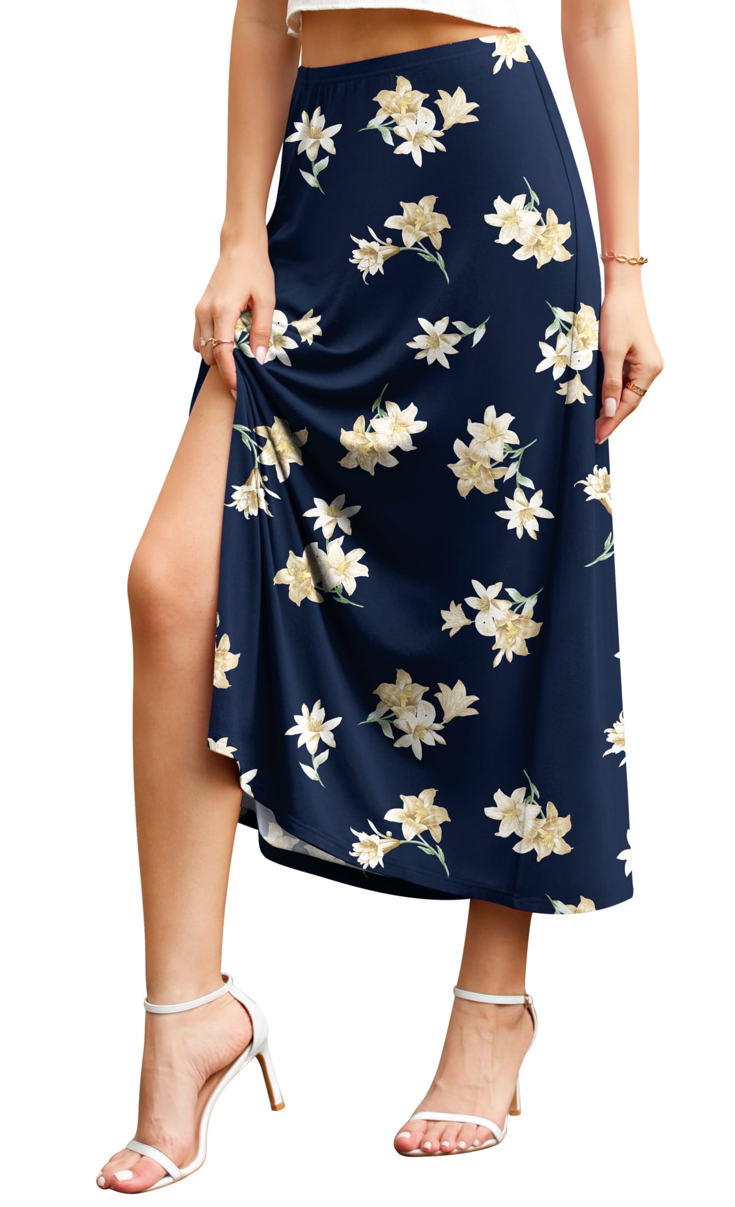 Asklazy Women's Casual Midi Skirt with Side Slit - Walmart.com