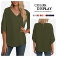 thumbnail image 1 of Asklazy Women's Fall Casual 3/4 Ruffled Sleeve Chiffon Blouse Tops for Women,US Size,Amy Green,M, 1 of 8