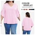 thumbnail image 1 of Asklazy Plus Size Women's Fall Casual 3/4 Ruffled Sleeve Chiffon Blouse Tops for Women,valentine's day,Light Pink,2XL, 1 of 8