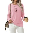 thumbnail image 1 of Asklazy Women's Fall Soft Crewneck Long Sleeve Hollow Cable Knit Pullover Sweaters,valentine's day,3XL,Light Pink, 1 of 10