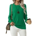 thumbnail image 1 of Asklazy Women's Fall Soft Crewneck Long Sleeve Hollow Cable Knit Pullover Sweaters,Green（S-3XL), 1 of 11