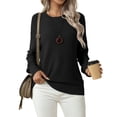 thumbnail image 1 of Asklazy Women's Fall Soft Crewneck Long Sleeve Hollow Cable Knit Pullover Sweaters,US Size,S,Black, 1 of 11