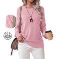 thumbnail image 1 of Asklazy Women's Fall Soft Crewneck Long Sleeve Hollow Cable Knit Pullover Sweaters,valentine's day,XL,Light Pink, 1 of 11