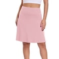 thumbnail image 1 of Asklazy Women's High Waisted Midi Skirt,Knee Length A-Line Flowy Swing Skirt,Soft Stretch Knit Work Skirt,Mother‘s Day,Pink,2XL, 1 of 9