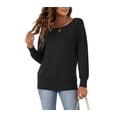 thumbnail image 1 of Asklazy Women's Long Sleeve Crew Neck Knitted Pullover Sweater,Black,2XL, 1 of 9