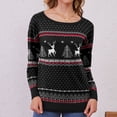 thumbnail image 1 of Asklazy Women's Long Sleeve Crew Neck Knitted Christmas Pullover Sweater,F Black White,（S-2XL), 1 of 8