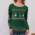 thumbnail image 1 of Asklazy Women's Long Sleeve Crew Neck Knitted Christmas Pullover Sweater,F Green White,XL, 1 of 8