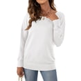 thumbnail image 1 of Asklazy Women's Long Sleeve Crew Neck Knitted Pullover Sweater,White,L, 1 of 9