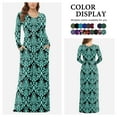 thumbnail image 1 of Asklazy Women's Long Sleeve Loose Plain Maxi Dresses Casual Long Dresses with Pockets,US Size,Floral Black Green,M, 1 of 8