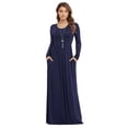 thumbnail image 1 of Asklazy Women's Long Sleeve Loose Plain Maxi Dresses Casual Long Dresses with Pockets,US Size,Long Sleeve Navy blue-XL, 1 of 9