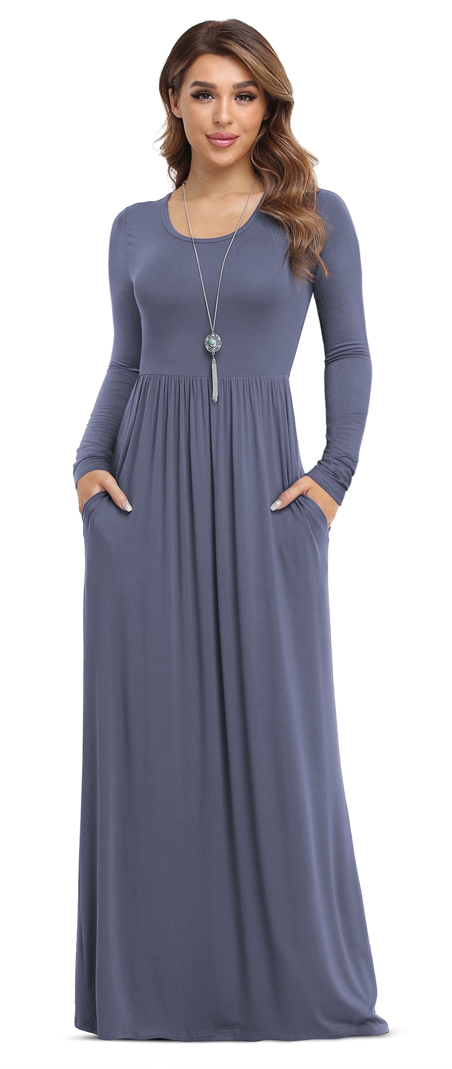 LILBETTER Women's Sleeveless Racerback Maxi Dress - Loose Fit, Side Pockets, Criss Cross Back (Purple Grey, X-Large) - View #7