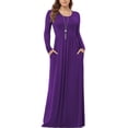 thumbnail image 1 of Asklazy Women's Long Sleeve Loose Plain Maxi Dresses Casual Long Dresses with Pockets,Mother's Day,Purple,M, 1 of 8