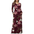 thumbnail image 1 of Asklazy Women's Long Sleeve Loose Plain Maxi Dresses Casual Long Dresses with Pockets,US Size,ZiWei Wine Red,S, 1 of 13