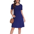 thumbnail image 1 of Asklazy Women's Midi Dress Short Sleeve Casual Floral T Shirt Dresses with Pockets,Mother's Day ,Royal Blue,M, 1 of 9