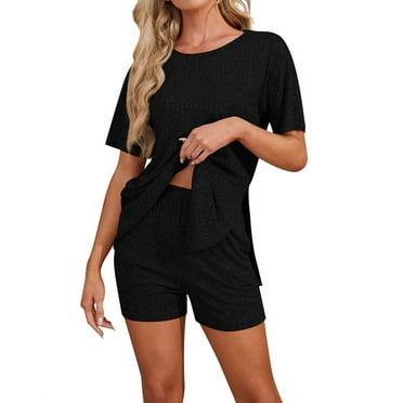 Asklazy Women's Pajamas Set short Sleeve and short Pants 2 Piece Pjs Sleepwear with Pockets