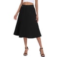 thumbnail image 1 of Asklazy Women's High Waist Pleated A-Line Midi Skirt,Flowy Elastic Waist Skirts for Work Casual Wear,Halloween,Black,S, 1 of 10