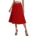 thumbnail image 1 of Asklazy Women's High Waist Pleated A-Line Midi Skirt,Flowy Elastic Waist Skirts for Work Casual Wear,Gift,D Red,L, 1 of 10