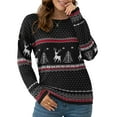 thumbnail image 1 of Asklazy Women's Pullover Sweaters Long Sleeve Print Knitted Crew Neck Sweater Tops（a Little Run Big）US Size,M,Christma Black, 1 of 18