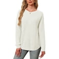 thumbnail image 1 of Asklazy Women Pullovers Sweater Soft Fisherman Cable Long Sleeve Crewneck Sweater,White,S, 1 of 9
