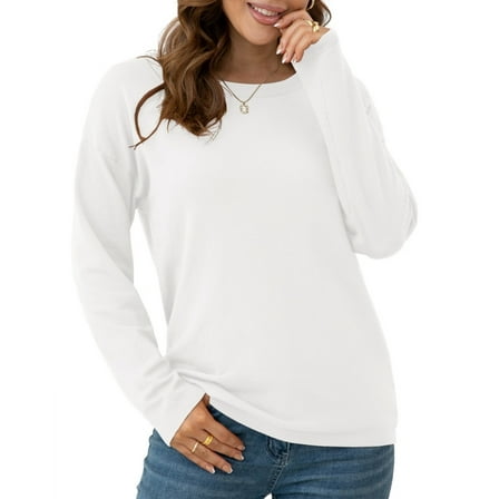 Asklazy Women's Pullover Sweaters Long Sleeve Print Knitted Crew Neck Sweater Tops（a Little Run Big）
