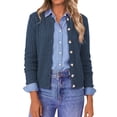 thumbnail image 1 of Asklazy Plus Size Women's Open Front Cardigan Casual Lightweight Crewneck Long Sleeve Button down Knit Sweaters,Halloween,Navy blue,2XL, 1 of 10