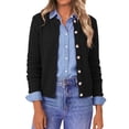 thumbnail image 1 of Asklazy Women's Open Front Cardigan Casual Lightweight Crewneck Long Sleeve Button down Knit Sweaters,Thanksgiving,Black,S-2XL, 1 of 10