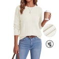 thumbnail image 1 of Asklazy Women Pullovers Sweater Soft Fisherman Cable Long Sleeve Crewneck Sweater,Thanksgiving,White,S, 1 of 10