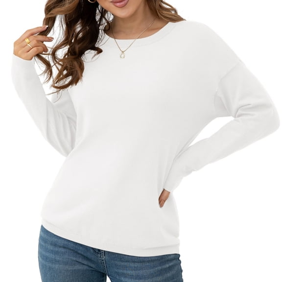 Asklazy Women's Pullover Sweaters Long Sleeve Print Knitted Crew Neck Sweater Tops(a Little Run Big)