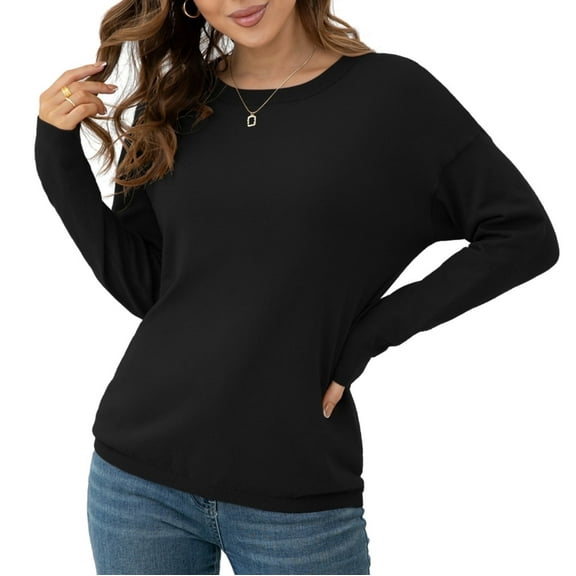 Asklazy Women's Pullover Sweaters Long Sleeve Print Knitted Crew Neck Sweater Tops（a Little Run Big）