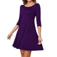 thumbnail image 1 of Asklazy Women's Round Casual Dress Neck 3/4 Sleeves A-line Tshirt Dress with Pocket,US Size,L,Purple, 1 of 9