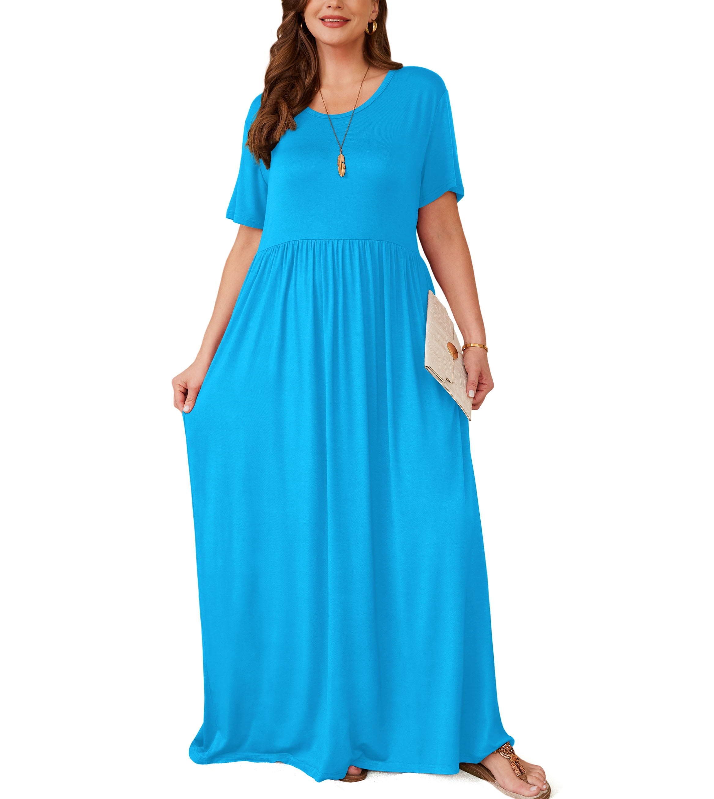 knee length dresses for ladies Nuichan Women's Modest Maxi Dress, Long Sleeve Dress in Chiffon Fabric main image 1