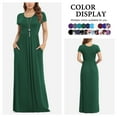 thumbnail image 1 of Asklazy Women's Short Sleeve Loose Plain Maxi Dresses Casual Long Dresses with Pockets,US Size,Dark green,L, 1 of 11