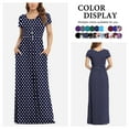 thumbnail image 1 of Asklazy Women's Short Sleeve Loose Plain Maxi Dresses Casual Long Dresses with Pockets,US Size,F Navy blue Dot,XL, 1 of 11