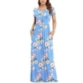 thumbnail image 1 of Asklazy Women's Short Sleeve Loose Plain Maxi Dresses Casual Long Dresses with Pockets,Mother's Day,Floral Light blue,M, 1 of 11