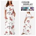 thumbnail image 1 of Asklazy Women's Short Sleeve Loose Plain Maxi Dresses Casual Long Dresses with Pockets,US Size,Floral White,3XL, 1 of 11
