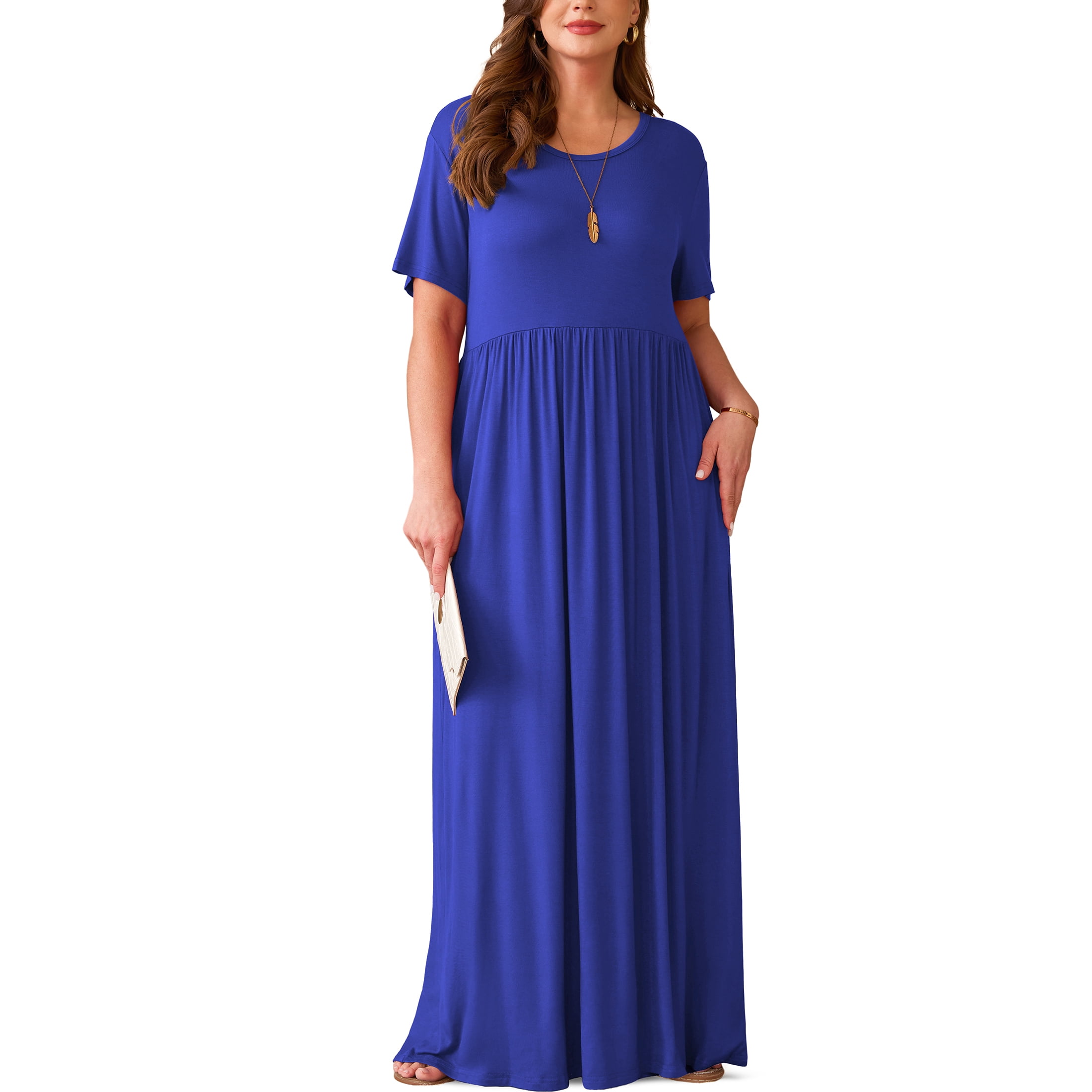 royal blue casual maxi dress royal blue dress women Royal Blue Deep V-Neck Tiered Plus Maxi Dress PinkBlush