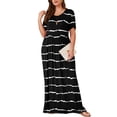 thumbnail image 1 of Asklazy Women's Short Sleeve Loose Plain Maxi Dresses Casual Long Dresses with Pockets,Mother's Day,XXL,F__Black_stripes, 1 of 11