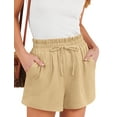 thumbnail image 1 of Asklazy Women's Casual Bermuda Linen Shorts,Khaki,XL, 1 of 9