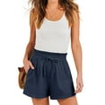 thumbnail image 1 of Asklazy Women's Casual Bermuda Linen Shorts,Navy Blue,XL, 1 of 9