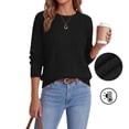 thumbnail image 1 of Asklazy Women Pullovers Sweater Soft Fisherman Cable Long Sleeve Crewneck Sweater,Thanksgiving,Black,L, 1 of 10