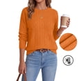 thumbnail image 1 of Asklazy Women Pullovers Sweater Soft Fisherman Cable Long Sleeve Crewneck Sweater,Halloween,Orange,M, 1 of 10