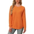 thumbnail image 1 of Asklazy Women Pullovers Sweater Soft Fisherman Cable Long Sleeve Crewneck Sweater,Orange,M, 1 of 9