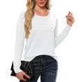 thumbnail image 1 of Asklazy Women's Sweater Lightweight Long Sleeve Soft Comfortable Pullover Tops Basic Knit,White,L, 1 of 8