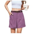 thumbnail image 1 of Asklazy Women's Summer Dressy Casual Elastic Waist Wide Leg Suit Tailored Shorts Comfy Elagant Work Trouser Shortsï¼US Size,Purple,S, 1 of 10