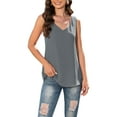 thumbnail image 1 of Asklazy Women's Summer Sleeveless Chiffon Blouse Business Casual Tank Flowy Tops for Women,US Size,Grey,2XL, 1 of 10