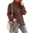 thumbnail image 1 of Asklazy Women's Turtleneck Oversized Sweaters Batwing Long Sleeve Pullover Loose Chunky Knit Jumper,Brown,S-2XL, 1 of 13
